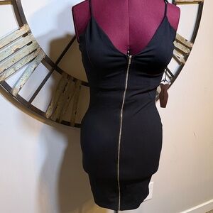 Haute Monte Black Zipper Dress NWTS